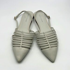 Marc Fisher - Abra  Leather Fisherman White / Gray Closed Toe Flats Size 8